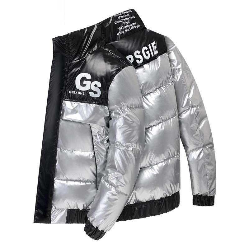 Winter Men's Stand-up Collar Warmth Waterproof Shiny Parka Jacket Padded Jacket Youth Down Padded Jacket Plus Size M-3xl