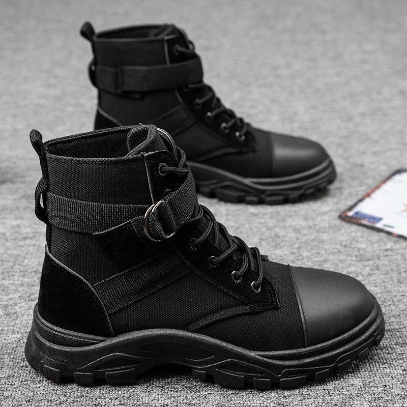 Fall Men's High Top Martin Boots Korean Style Trendy Locomotive Casual Shoes Student Canvas Shoes