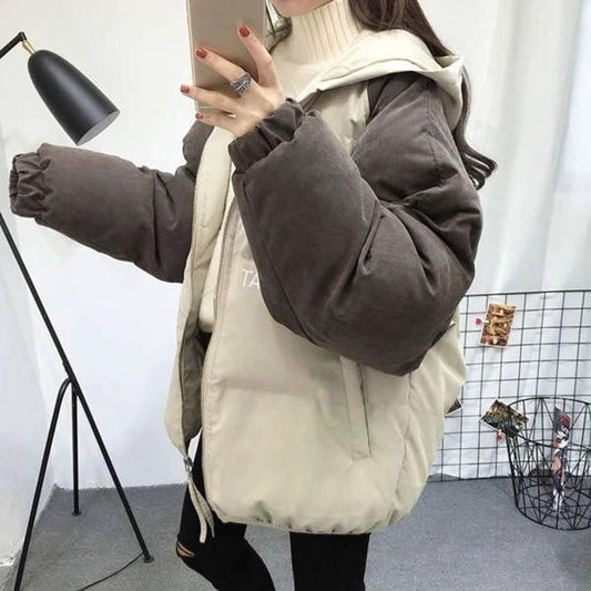 Cotton Clothes Women's Bread Clothes Hooded Mid-length Winter Clothes Loose and Thick Student Quilted Jacket