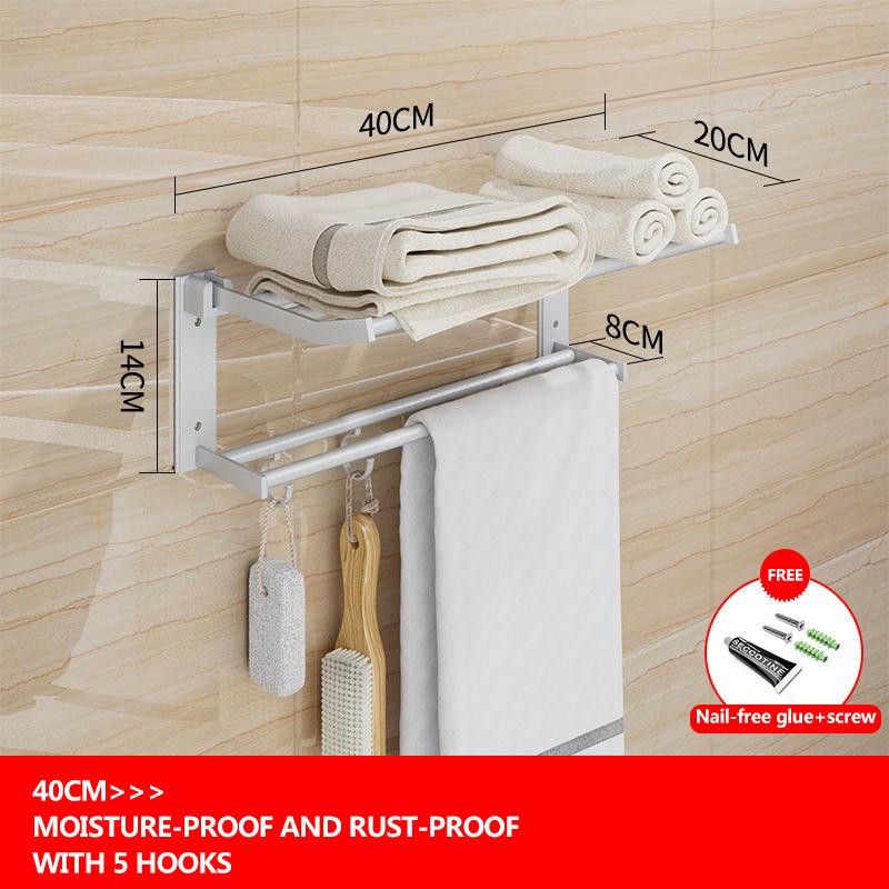 Bathroom Towel Rack Bath Towel Rack Perforation-free Storage Shelf Kitchen Organizer Bathroom Toiletries Storage Rack