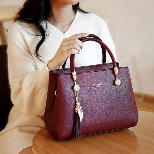 Kangaroo Leather Ladies Bag Female Four Seasons Fashion All-match Messenger Bag Middle-aged Handbag Large Capacity