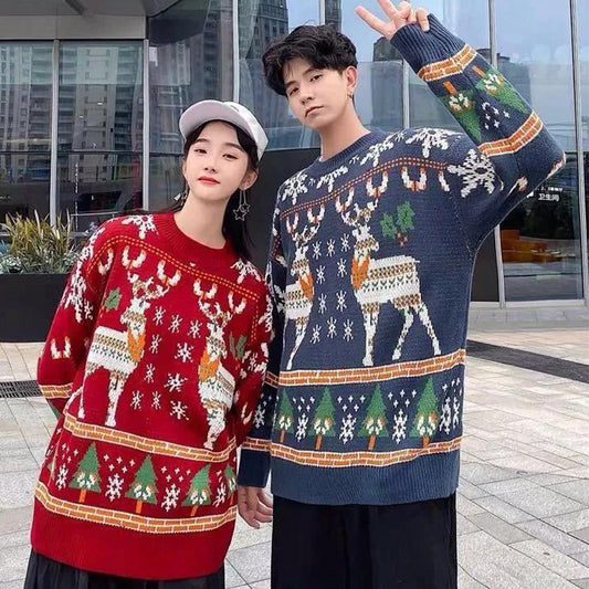 WTEMPO Christmas Couple Sweater Winter Warm Pullover Soft Casual Knitted Sweater
