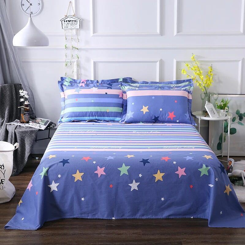 KING QUEEN TWIN Multi-size Can Choose Three-piece Suit Cotton Twill One-piece Bed Sheet Two-piece Pillowcase Breathable Foldable Simple Style