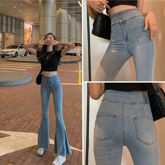 Fashion Long Jeans Pants For Women Flare Trousers Plus Size Denim Female