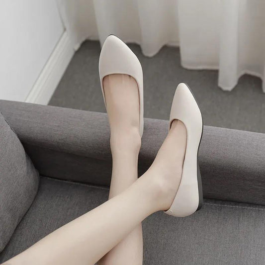 Soft Leather Work Shoes Women Black Professional Work Shoes Formal Wear Flat-heel Commuter Non-slip Leather Shoes Women's Single Shoes
