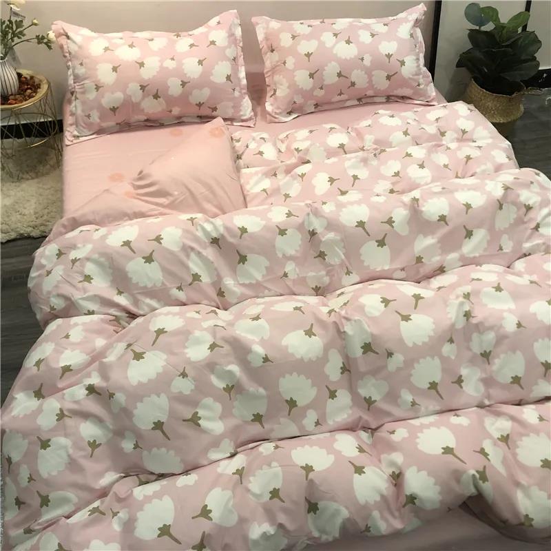 Spring and Summer Pastoral Style Four-piece Small Floral Simple and Fresh Double Duvet Cover Sheet Student Three-piece Set