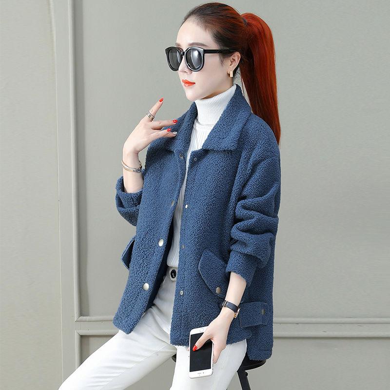 Lamb Hair Short Women's Jacket Autumn and Winter Fashion Loose Fur One Thickened Grain Fleece Top