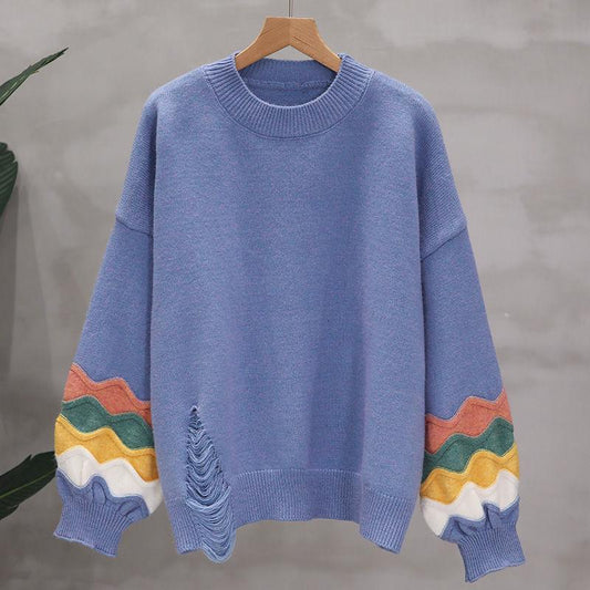 Loose Wild Sweater Bottoming Shirt Long Sleeve Round Neck Sweater Women's Autumn and Winter