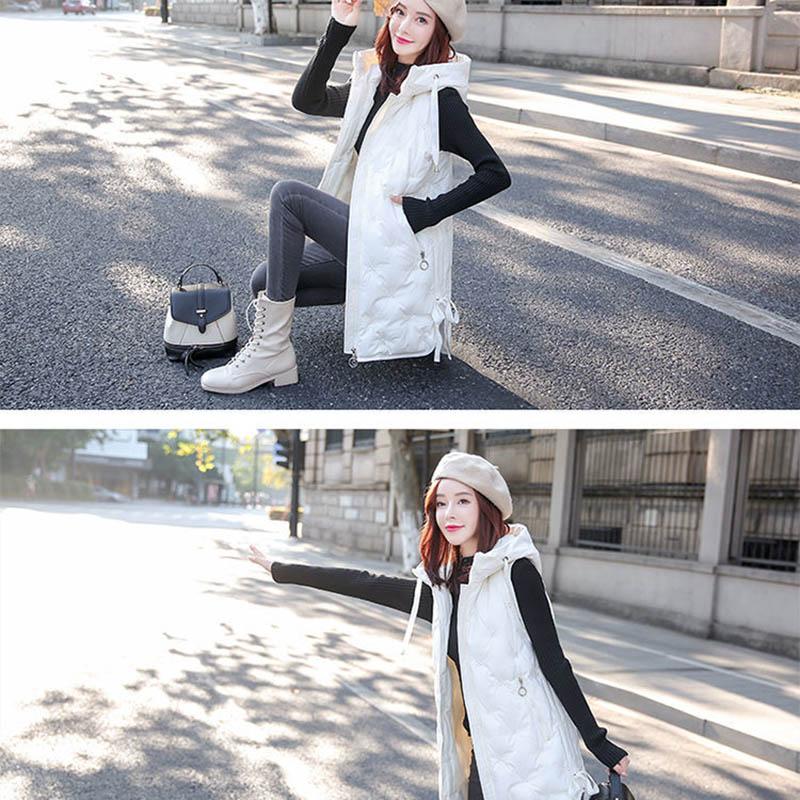 Fall/winter Pure Cotton Ladies Mid-length Down Padded Jacket Women All-match Padded Vest Jacket