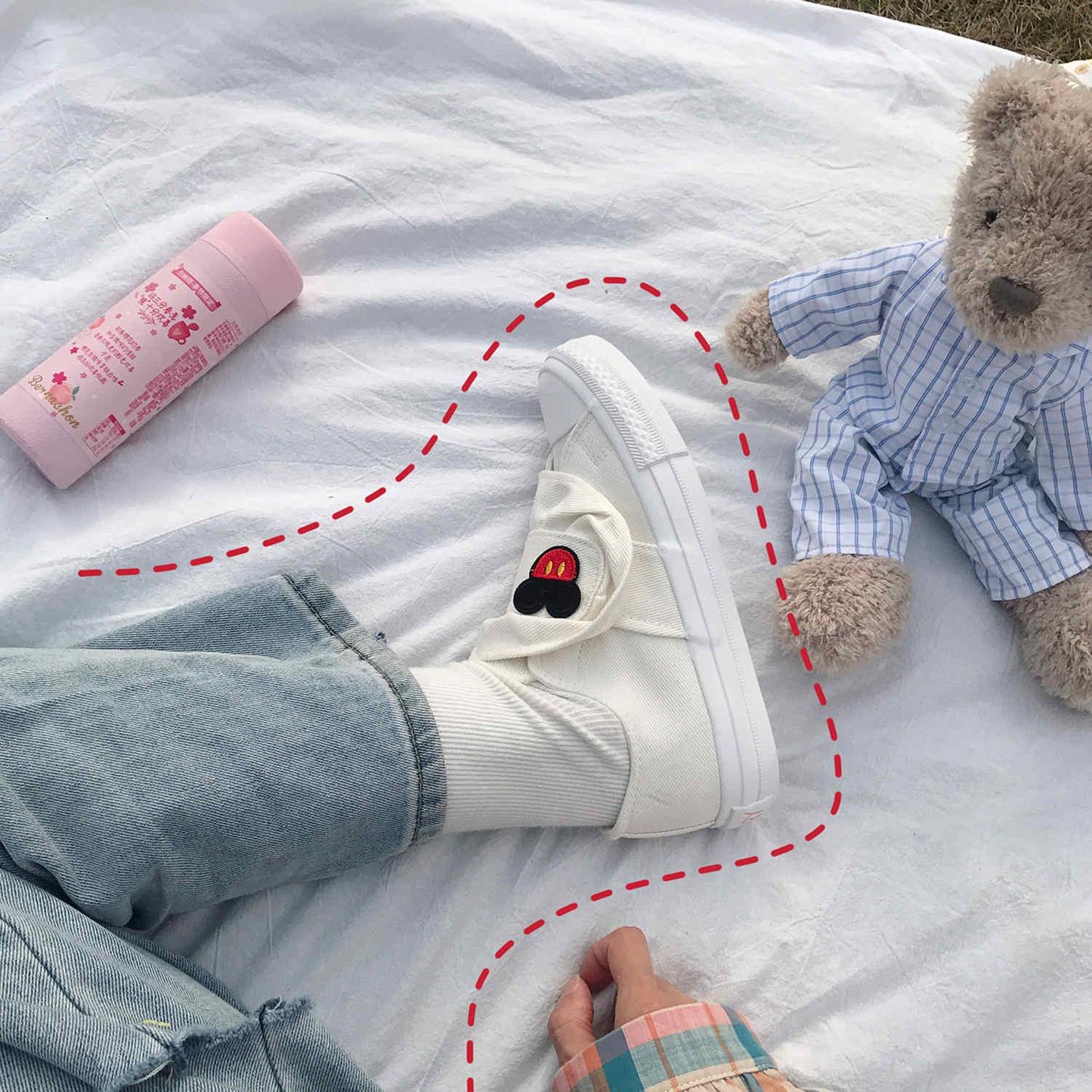 2020 Velcro Mickey Little White Shoes Female Wild Student Korean Version of A Pedal Lazy Cute Board Shoes Tide