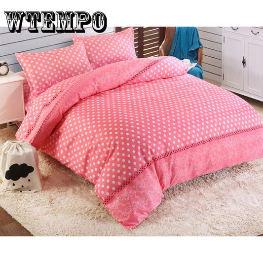 Pink Dot Duvet Cover Pillowcases Set Twin/Full/Queen Size Bedding Set Comforter Cover Set