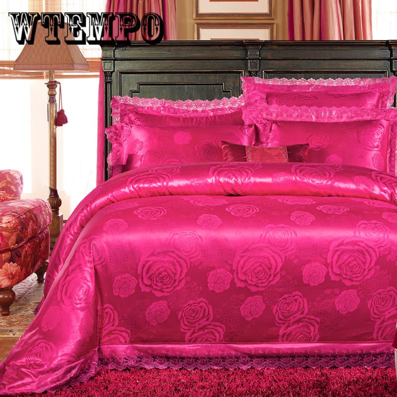 Four-piece cotton lace quilt cover sheets home bedroom bedding set European jacquard cotton