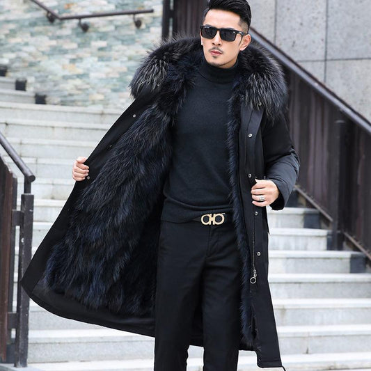 Winter Long Detachable Liner Parka Clothing Men's Faux Fur Thickened Warm Fur Coat
