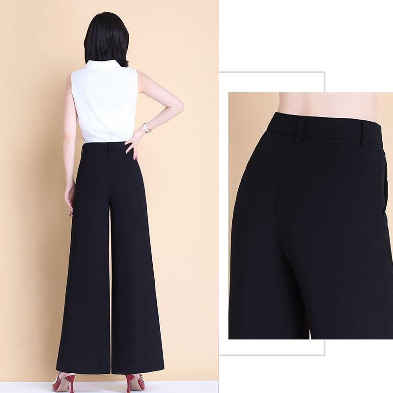 Autumn and Winter High Waist Trousers Large Size Loose Straight Leg Wide-leg Pants Black Trousers Women's Trousers