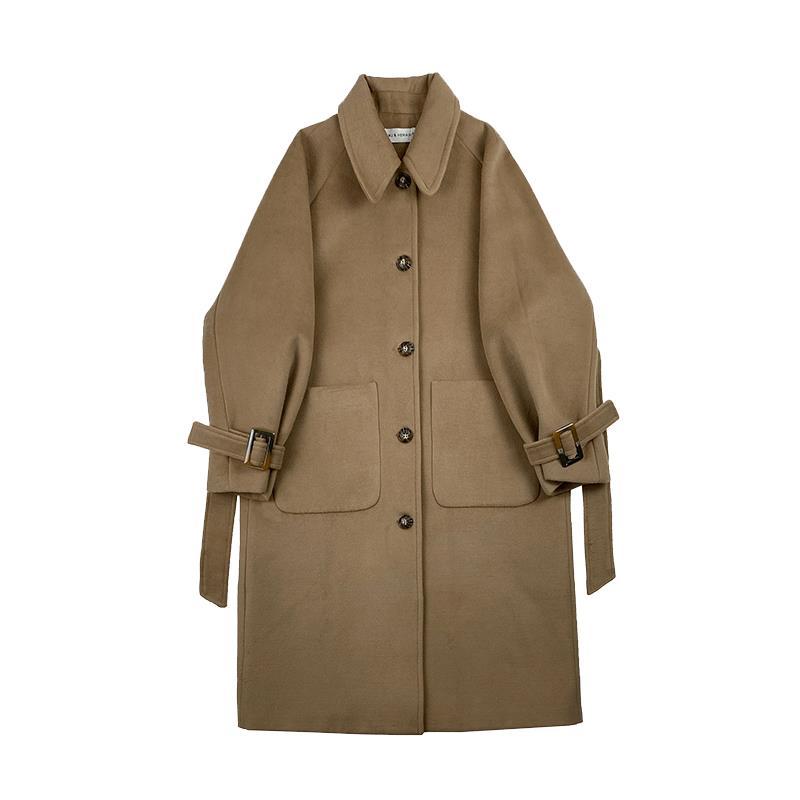Hepburn Style Woolen Coat Women's Mid-length Winter Korean Style Loose Over-the-knee Japanese Woolen Coat