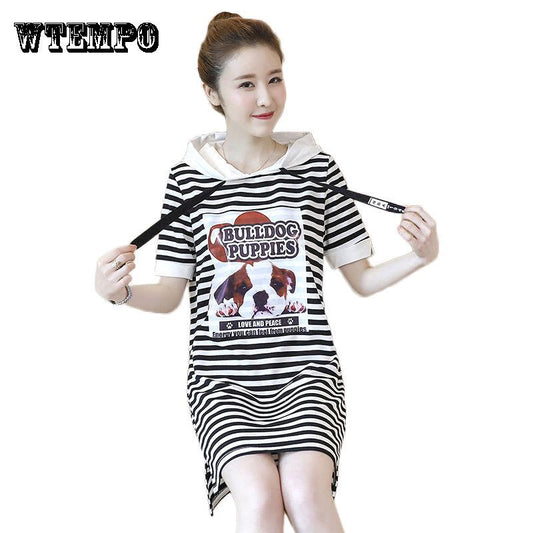 Brand Striped DressFashionWomen's Short Sleeve Striped Casual Dress Women's Spring and Summer