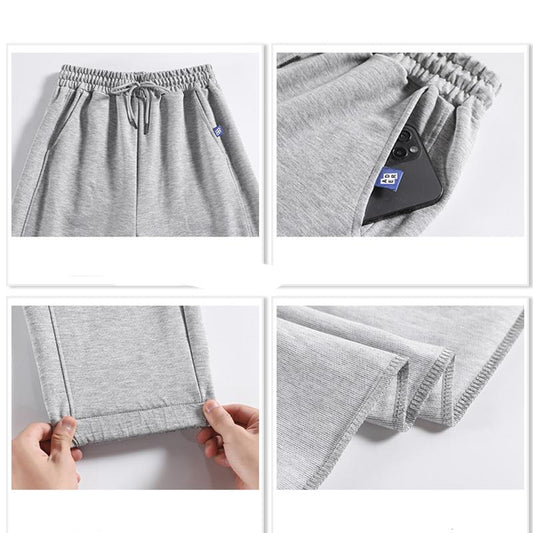 Solid Color Bundle Feet Thin Sports Pants Women's Autumn and Winter Fleece Thickened Pants Loose Casual Warm Sweatpants