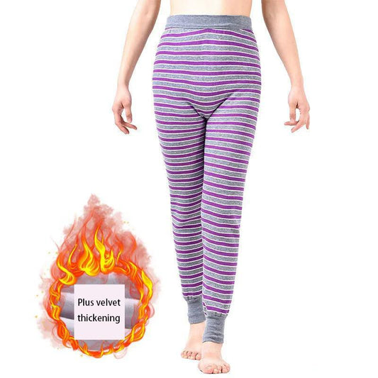 Women's Autumn and Winter Plus Velvet Thick Cotton Trousers Middle-aged and Old People Plus Fertilizer To Increase Loose Warm Pants Base High Waist