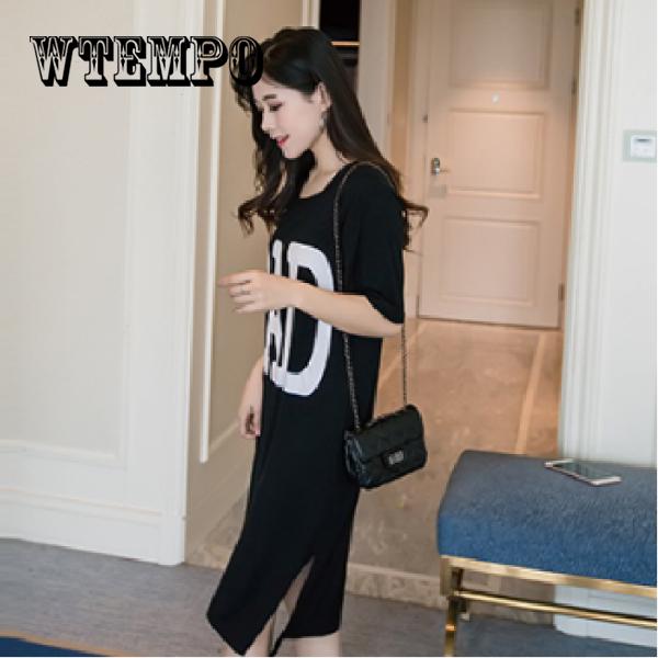 Street Style Number Printed Short Sleeved Mini Dresses Casual Plus Size Pullover Tshirt Dress Tops