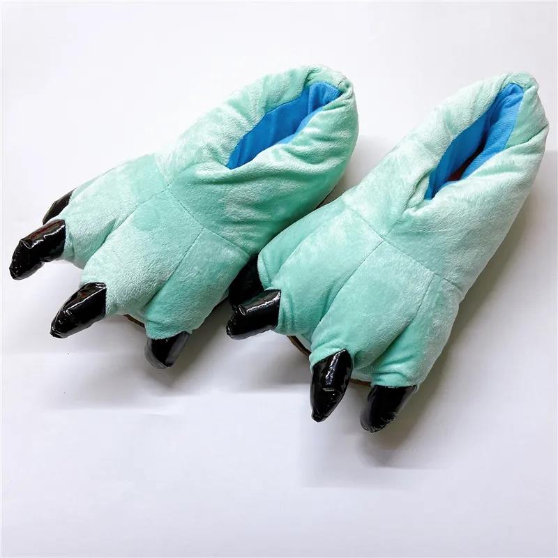 Cartoon Autumn and Winter Dinosaur Paw Cotton Shoes Multi-color Tiger Paw Cotton Slippers Cute Couple Lover's Non-slip Warm Shoes