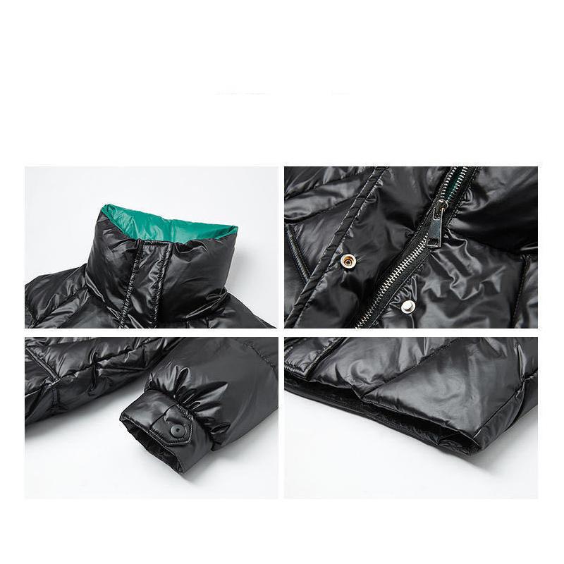 Down Padded Jacket Female Students Korean Version of The Trend of Mid-length Winter Padded Jacket Loose Large Size Bright Surface