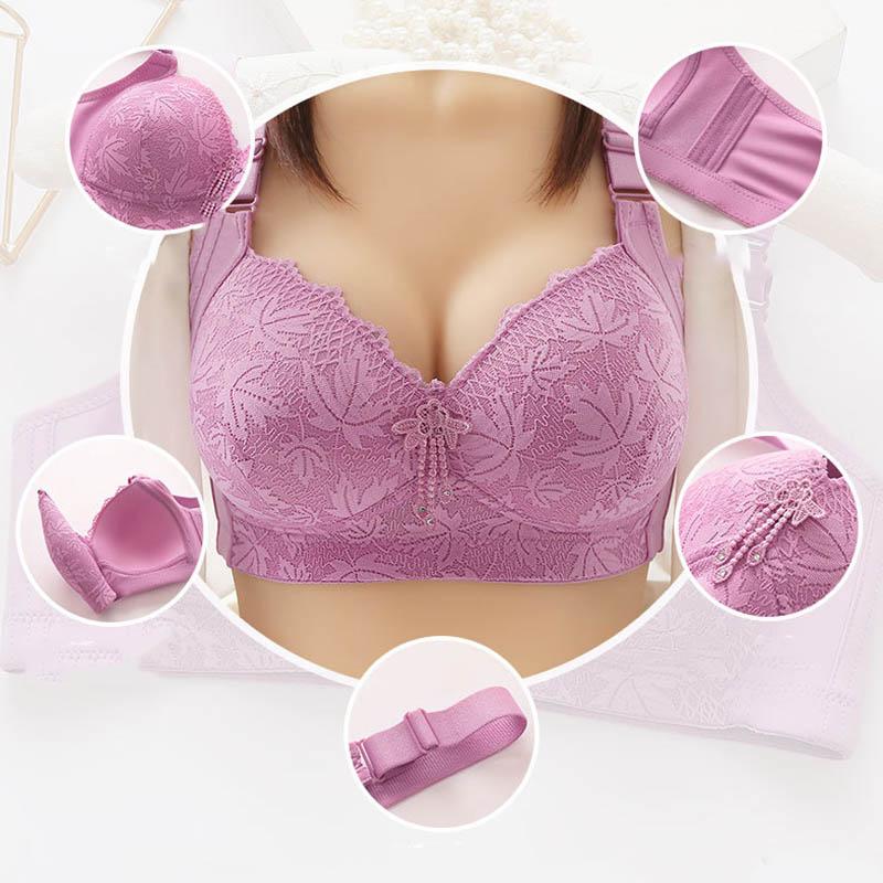 Large Size Breathable Bra No Steel Rings Thin Ladies Gathering Underwear Beautiful Back Anti-sagging Adjustable Bra