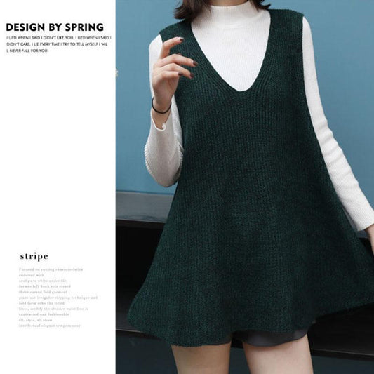 Autumn and Winter Long Vest Vest Skirt Large Size Loose Sleeveless Bottoming Shirt Fashion Casual Sweater Dress
