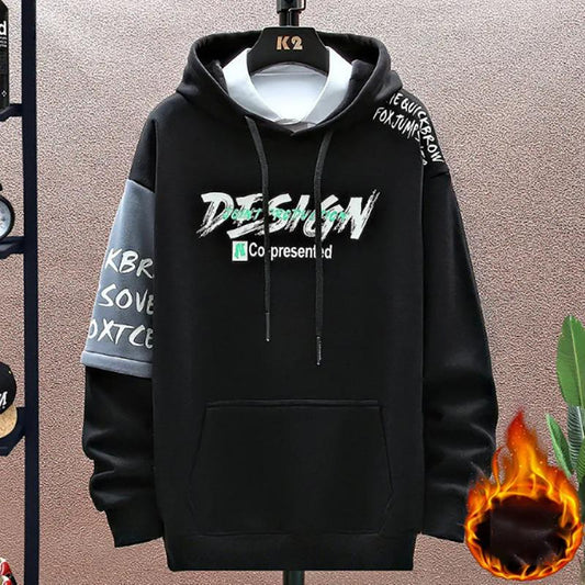 Autumn Winter Sweater Men's Plus Velvet Thick Pure Cotton Youth Sweater Men's Warm Pullover Sweatshirts