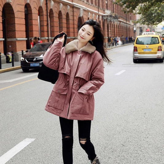 Autumn and Winter Plus Velvet Thicker Pie To Overcome Short Loose Loose All-match Jacket Fashion Temperament Female Jacket