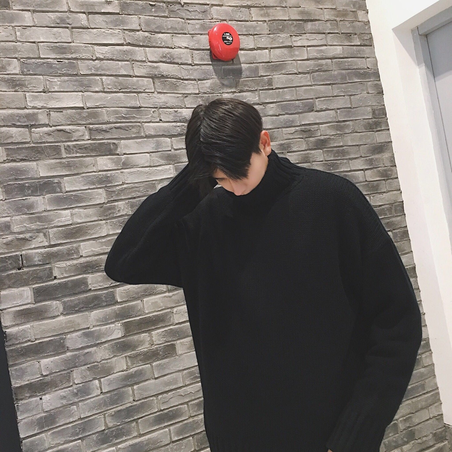 Winter Men's Knit Sweater Round Neck Handsome Turtleneck Sweater Men's Solid Color Korean Loose Bottoming Shirt Thick Tide