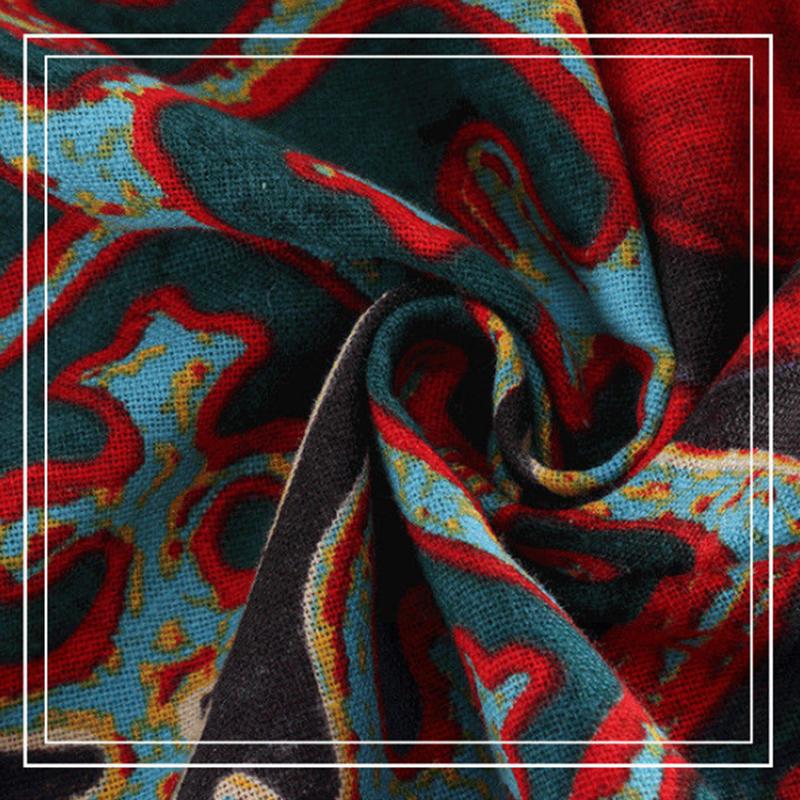 Mom Long-sleeved Retro Home Wear Set Women's Ethnic Floral Printing Pajamas Casual Middle-aged Elderly Large Size Loose Pajamas Two-piece Set