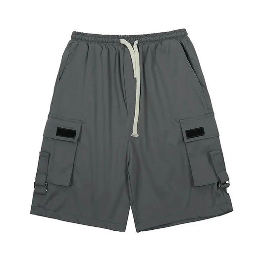 Overalls Shorts Summer Straight Tube Outer Wear Korean Version Loose Breathable Ruffian Handsome High Street Style Five-point Pants