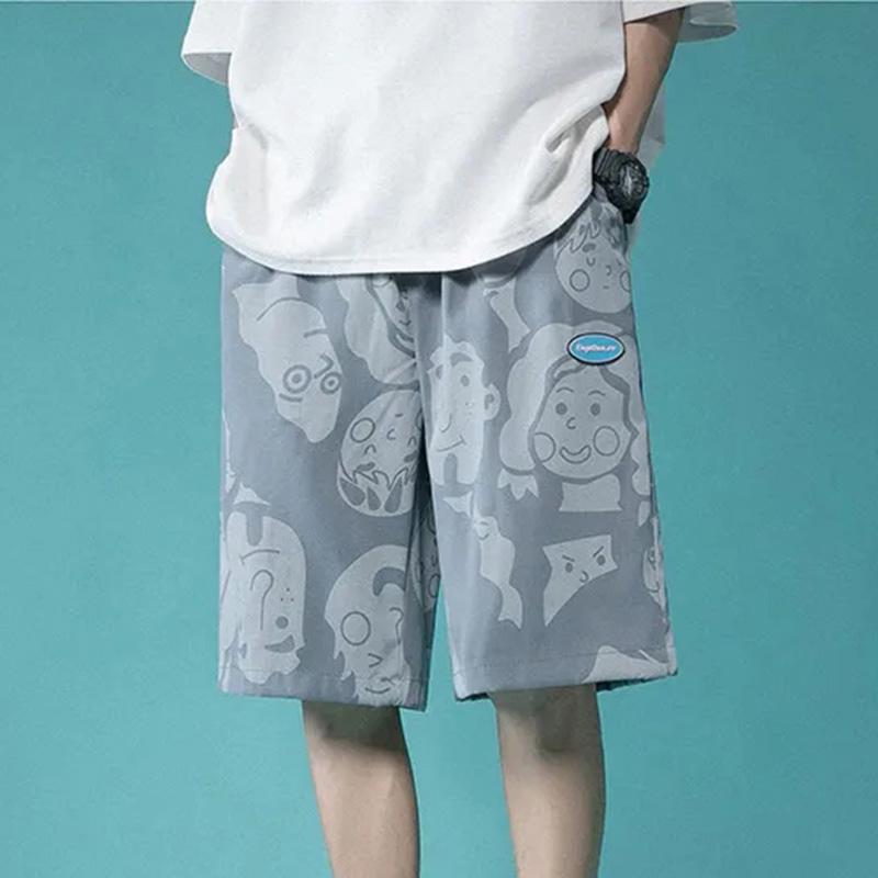 Summer Literary Casual Shorts Men Wear Hip-hop Five-point Pants Korean Version of The Trend Straight Loose Beach Pants