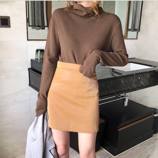 Pofulove Autumn Winter Pile Collar Loose Pullover Sweaters Women Thick Turtleneck Bottoming Shirt