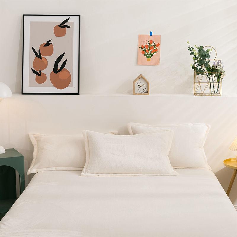 Household Pillowcases Solid Color Thickened Flannel Pillowcase Coral Fleece Single Double Pillowcase Bedding