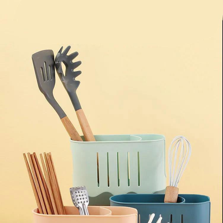 Household Kitchen Chopstick Holder New Plastic Tableware Cage Drain Storage Multifunctional Chopstick Holder Chopstick Cage Spoon Bucket
