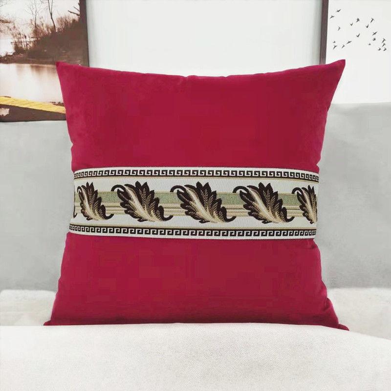 High-end Pillow Velvet Cushion Living Room Sofa Backrest Office Bedside Chinese Large Cushion Lace Hug Pillowcase