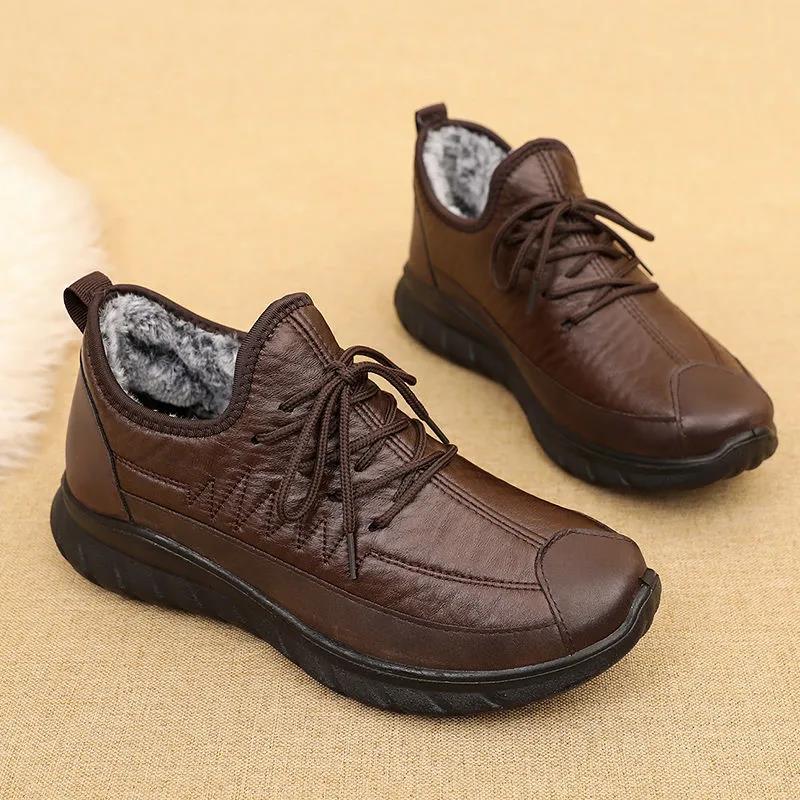 Winter Men's Shoes Cotton Shoes Plus Velvet Warm Men's Casual Shoes Non-slip Middle Aged Soft Bottom Shoes