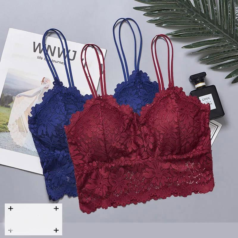 Two-piece Japanese Thin Section Anti-glare Skin-friendly Breathable All-match No Steel Ring Lace Camisole Tube Top Wrap Bra