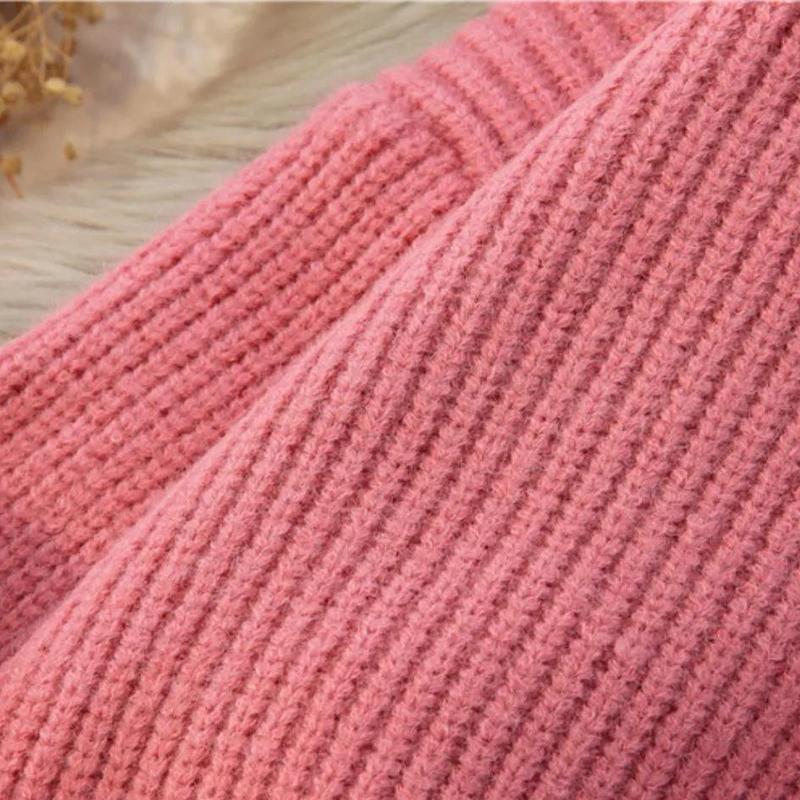 Bear sweater women's pullover loose autumn and winter new solid color loose thick wool sweater coat outer wear