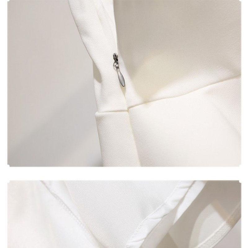 Pofulove Summer Skirt Set Sleeveless Mandarin Collar Blouse Shirt Ruffled Skirt Two-piece Suit Women