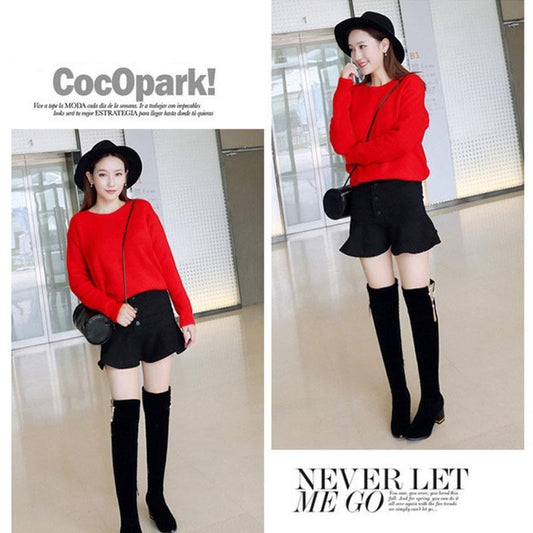 Women Over The Knee Boots Sexy High Heels Suede Boots Zipper Winter Boots Plus Size 34-43