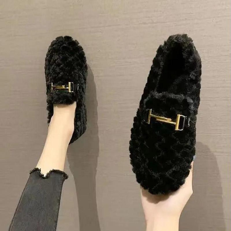 Autumn and Winter Women's Plush Shoes Plus Velvet Cotton Shoes Short Plush Ankle Boots