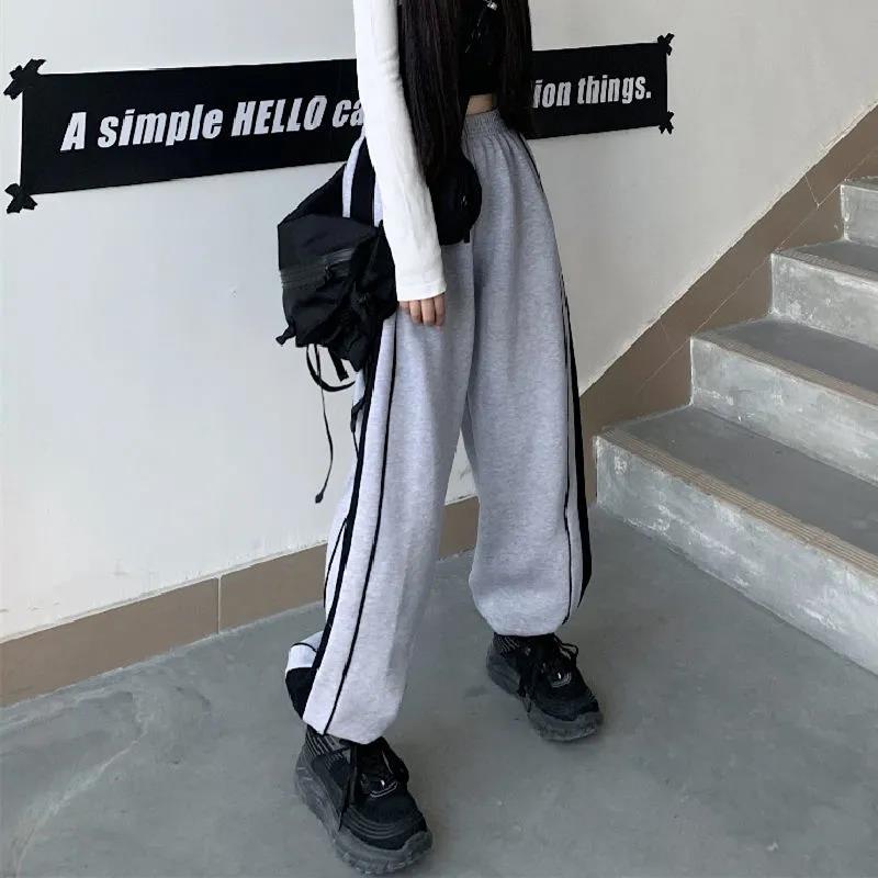 Pants Plus Velvet Models Korean Version of The Original Stone Splicing Straight Casual Pants Wild Loose Beam Tartar Trousers Trousers Tide