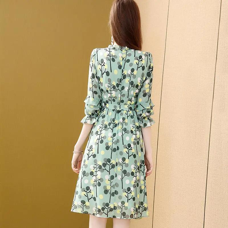 Vintage Floral Print Maxi Dresses Women Summer Long Sleeve V-Neck Ruffles Ladies Spring Casual Party Dress Vestidos