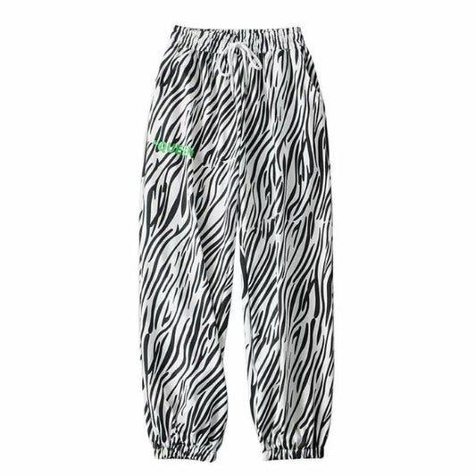 European and American Loose High-waist Jazz Hip-hop Zebra Pattern Trousers with Leggings Sports Pants Female Ins Tide Casual Hip-hop Pants