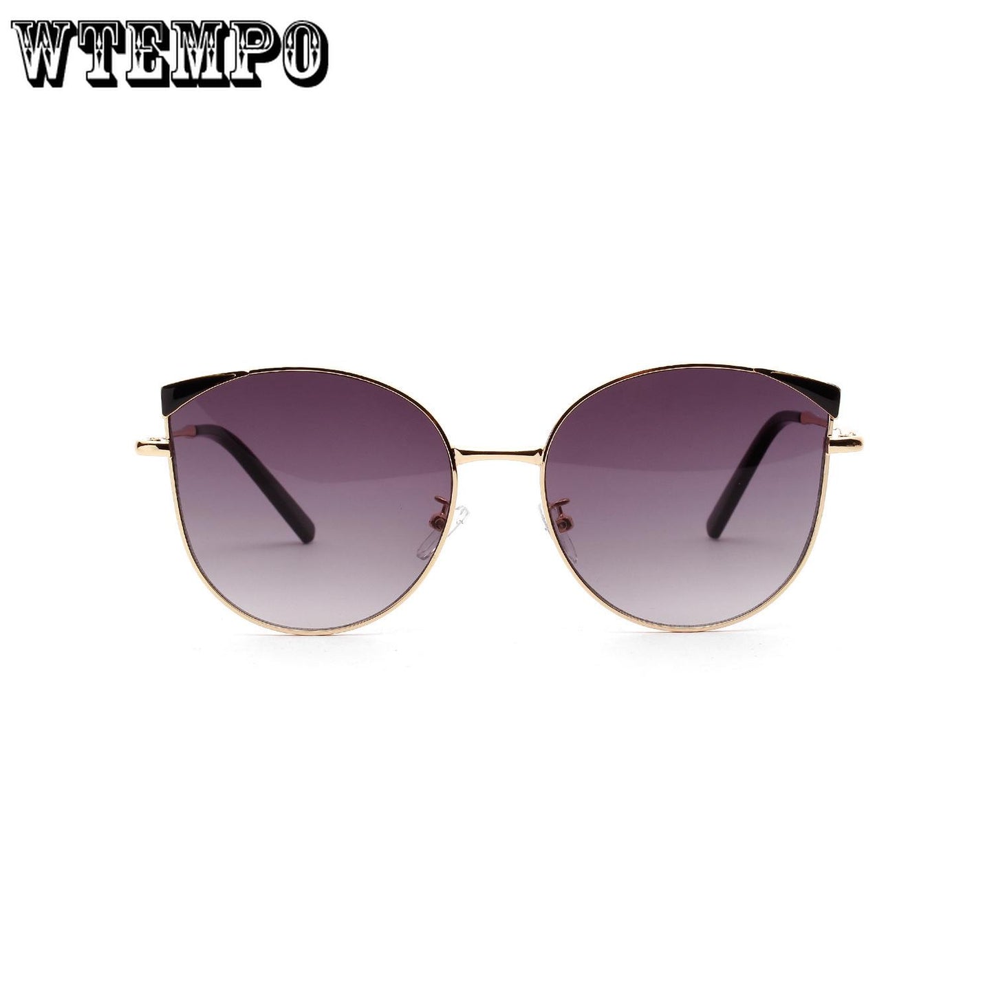 WTEMPO Cat Eye Retro Pointed Sunglasses Female Metallic Round Sunglasses