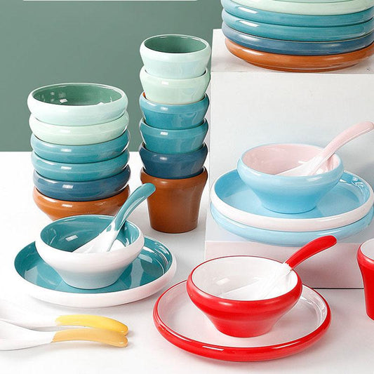 Chinese Style Restaurant Hotel Melamine Two-color Set of Four-piece Creative Anti-fall Imitation Porcelain Tableware