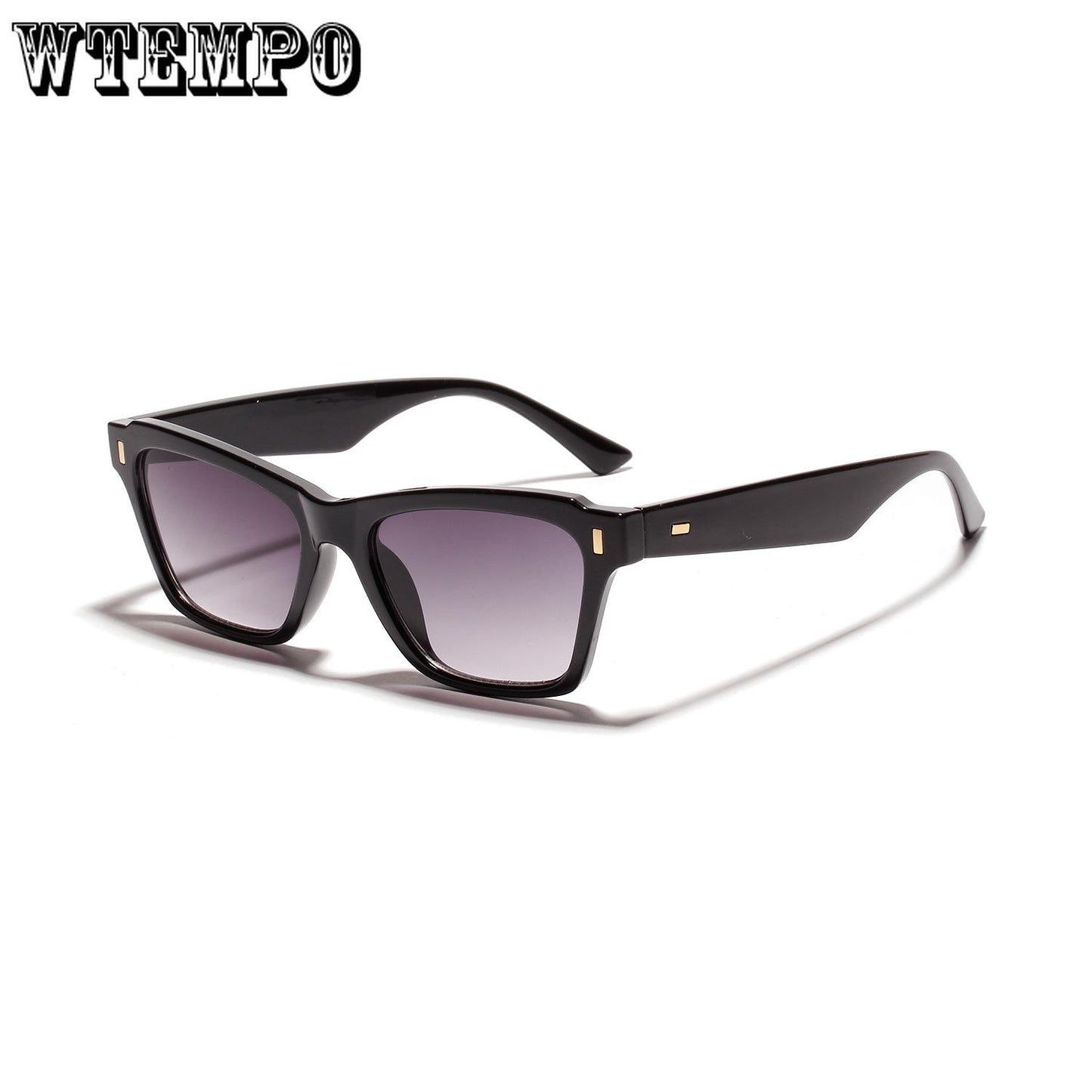 WTEMPO Cat Eye Square Studded Sunglasses Small Frame Sunglasses Men Popular Retro Glasses Women