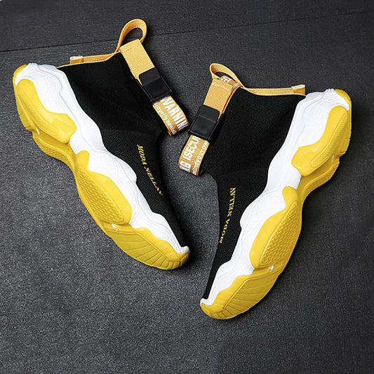 Men's High Top Sneakers Korean Style Trendy All-match Socks Shoes Teen Student Trendy Shoes